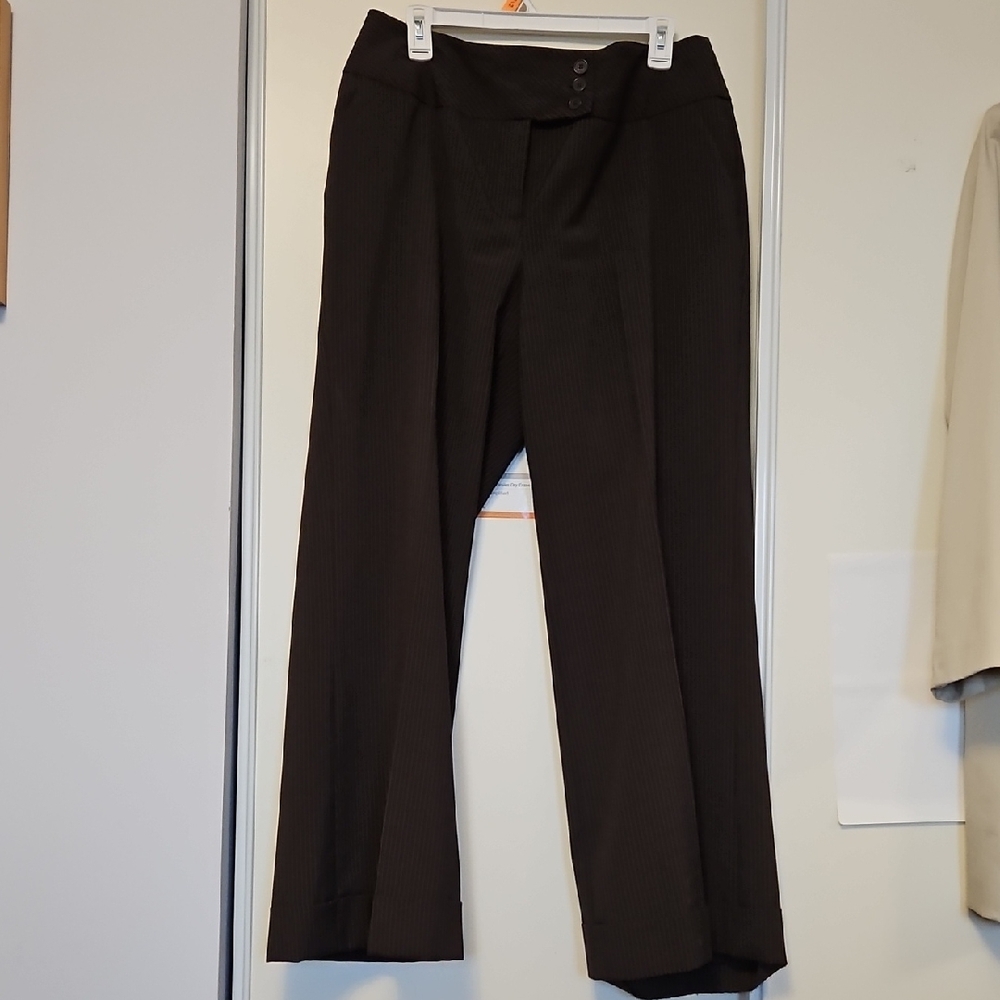 women's pin stripe Brown Dress Pants